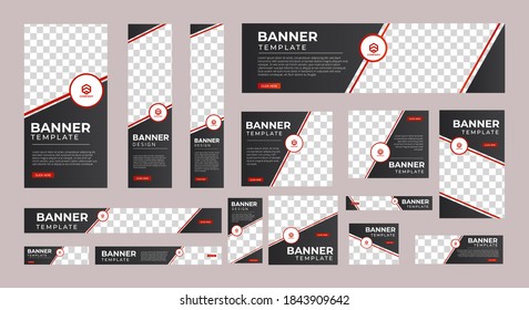 set of creative web banners of standard size with a place for photos. Vertical, horizontal and square template. vector illustration