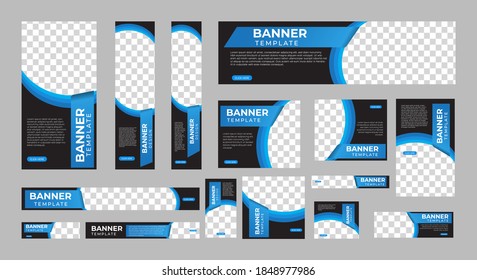 set of creative web banners of standard size with a place for photos. Vertical, horizontal and square template. vector illustration EPS 10