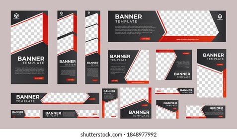 set of creative web banners of standard size with a place for photos. Vertical, horizontal and square template. vector illustration