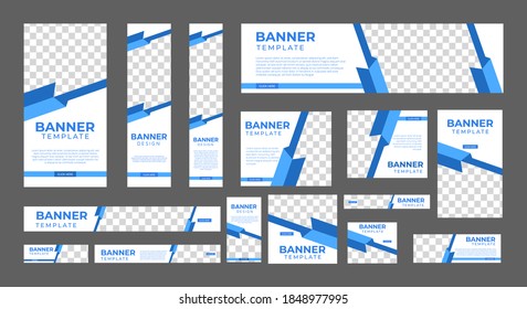 set of creative web banners of standard size with a place for photos. Vertical, horizontal and square template. vector illustration