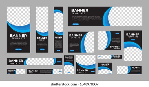 set of creative web banners of standard size with a place for photos. Vertical, horizontal and square template. vector illustration EPS 10