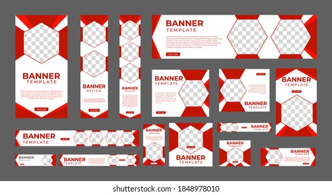 set of creative web banners of standard size with a place for photos. Vertical, horizontal and square template. vector illustration