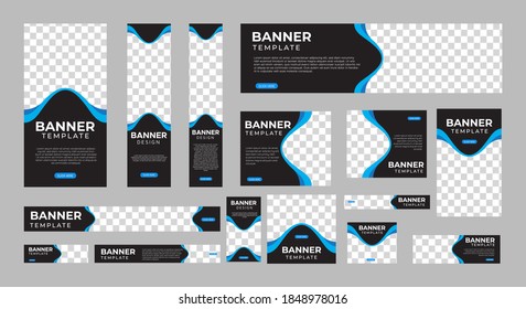 set of creative web banners of standard size with a place for photos. Vertical, horizontal and square template. vector illustration EPS 10