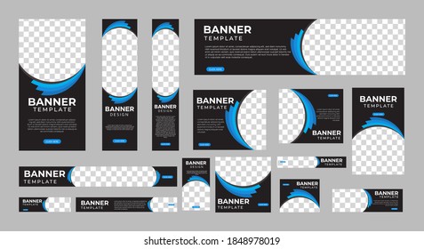 set of creative web banners of standard size with a place for photos. Vertical, horizontal and square template. vector illustration EPS 10
