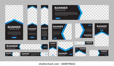 set of creative web banners of standard size with a place for photos. Vertical, horizontal and square template. vector illustration EPS 10