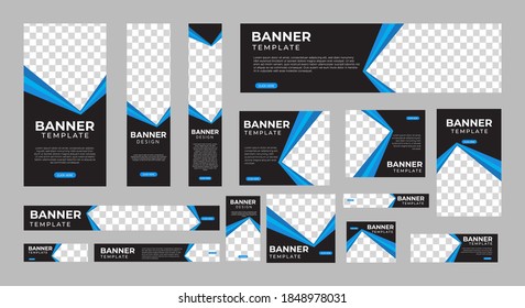 set of creative web banners of standard size with a place for photos. Vertical, horizontal and square template. vector illustration EPS 10