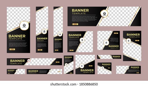 set of creative web banners of standard size with a place for photos. Vertical, horizontal and square template. vector illustration