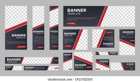 set of creative web banners of standard size with a place for photos. Business ad banner. Vertical, horizontal and square template. vector illustration EPS 10	
