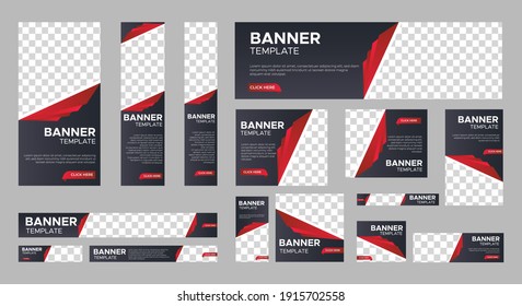 set of creative web banners of standard size with a place for photos. Business ad banner. Vertical, horizontal and square template. vector illustration EPS 10	
