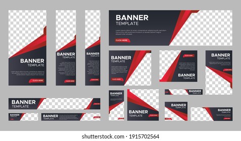 set of creative web banners of standard size with a place for photos. Business ad banner. Vertical, horizontal and square template. vector illustration EPS 10	
