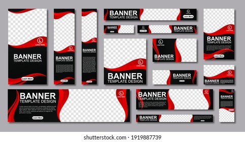 set of creative web banners of standard size with a place for photos. Modern template design