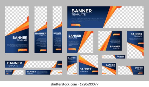 set of creative web banners of standard size with a place for photos. Business ad banner. Vertical, horizontal and square template. vector illustration EPS 10	
