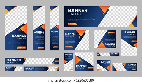 set of creative web banners of standard size with a place for photos. Business ad banner. Vertical, horizontal and square template. vector illustration EPS 10	
