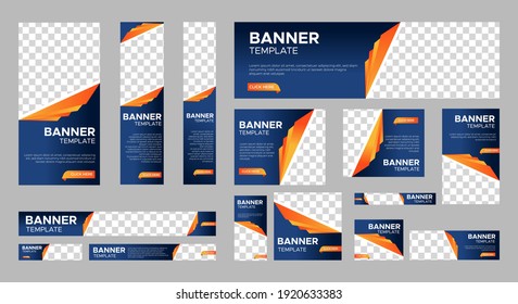 set of creative web banners of standard size with a place for photos. Business ad banner. Vertical, horizontal and square template. vector illustration EPS 10	
