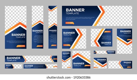 set of creative web banners of standard size with a place for photos. Business ad banner. Vertical, horizontal and square template. vector illustration EPS 10	
