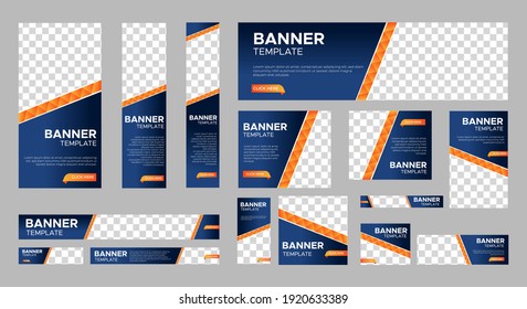 set of creative web banners of standard size with a place for photos. Business ad banner. Vertical, horizontal and square template. vector illustration EPS 10	
