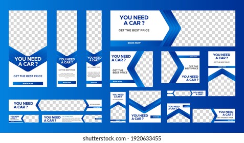 set of creative web banners of standard size with a place for photos. Business ad banner. Vertical, horizontal and square template. vector illustration EPS 10	
