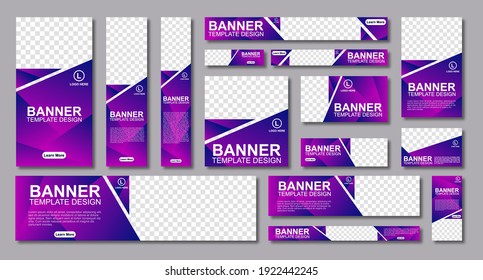 set of creative web banners of standard size with a place for photos. Modern template design. vector illustration