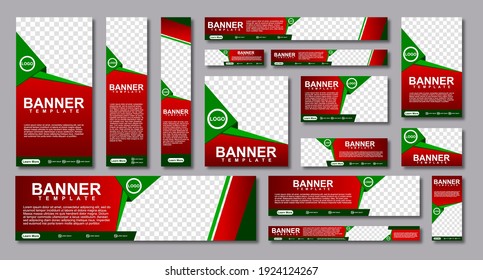 set of creative web banners of standard size with a place for photos. Modern template design. vector illustration