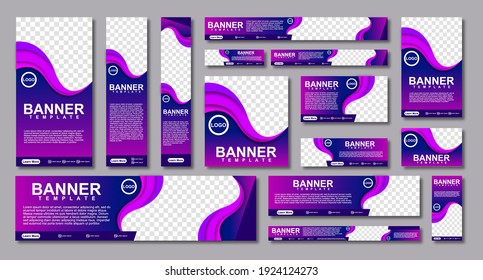 set of creative web banners of standard size with a place for photos. Modern template design. vector illustration