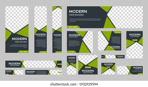 set of creative web banners of standard size with a place for photos. Vertical, horizontal and square template. vector illustration