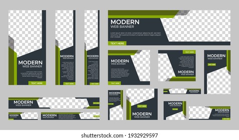 set of creative web banners of standard size with a place for photos. Vertical, horizontal and square template. vector illustration