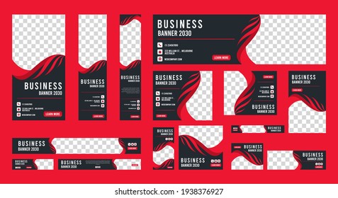 set of creative web banners of standard size with a place for photos. Vertical, horizontal and square template. vector illustration