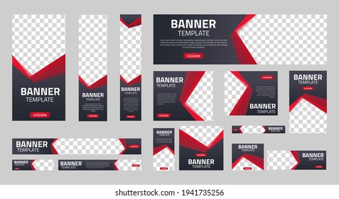 set of creative web banners of standard size with a place for photos. Business ad banner. Vertical, horizontal and square template. vector illustration EPS 10	