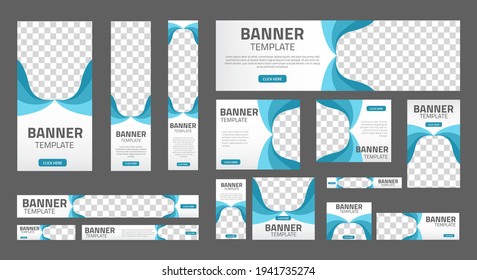 set of creative web banners of standard size with a place for photos. Business ad banner. Vertical, horizontal and square template. vector illustration EPS 10	