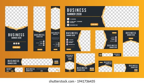 set of creative web banners of standard size with a place for photos. Vertical, horizontal and square template. vector illustration