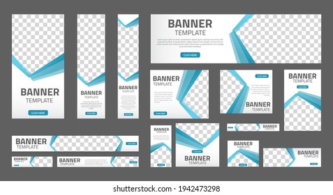 set of creative web banners of standard size with a place for photos. Business ad banner. Vertical, horizontal and square template. vector illustration EPS 10	
