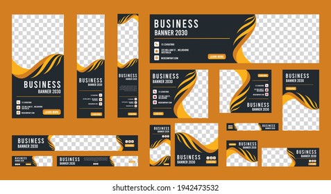 set of creative web banners of standard size with a place for photos. Vertical, horizontal and square template. vector illustration