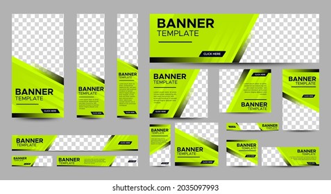 set of creative web banners of standard size with a place for photos. Vertical, horizontal and square template. vector illustration	
