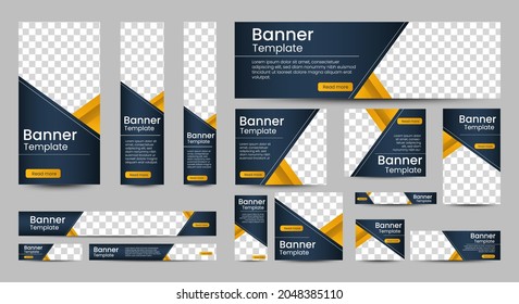 set of creative web banners of standard size with a place for photos. Vertical, horizontal and square template. vector illustration EPS 10