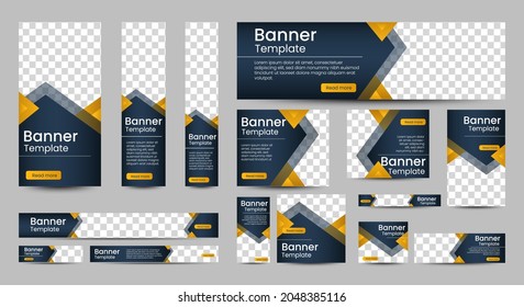 set of creative web banners of standard size with a place for photos. Vertical, horizontal and square template. vector illustration EPS 10