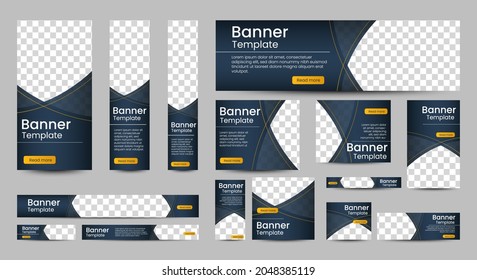 set of creative web banners of standard size with a place for photos. Vertical, horizontal and square template. vector illustration EPS 10