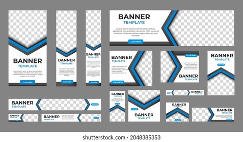 set of creative web banners of standard size with a place for photos. Vertical, horizontal and square template. vector illustration EPS 10