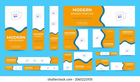 conjunto de banners web creativos de tamaño estándar con un lugar para las fotos. Plantilla vertical, horizontal y cuadrada. ilustración vectorial eps 10