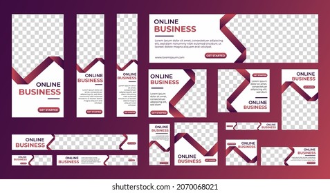 set of creative web banners of standard size with a place for photos. Business ad banner. Vertical, horizontal and square template. vector illustration EPS 10