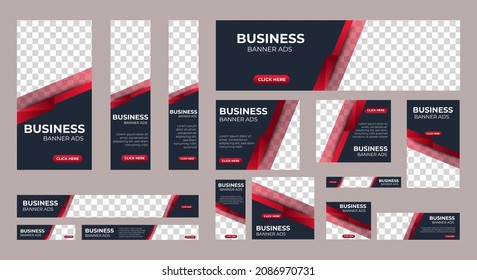 set of creative web banners of standard size with a place for photos. Business ad banner. Vertical, horizontal and square template
