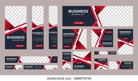 set of creative web banners of standard size with a place for photos. Business ad banner. Vertical, horizontal and square template
