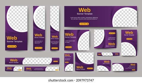 set of creative web banners of standard size with a place for photos. Vertical, horizontal and square template. vector eps 10