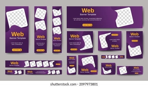 set of creative web banners of standard size with a place for photos. Vertical, horizontal and square template. vector eps 10