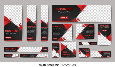 set of creative web banners of standard size with a place for photos. Business ad banner. Vertical, horizontal and square template. vector illustration EPS 10