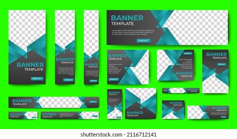 set of creative web banners of standard size with a place for photos. Business ad banner. Vertical, horizontal and square template.