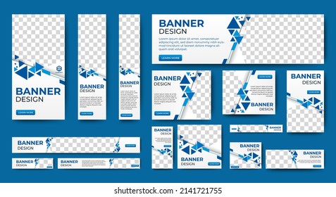 set of creative web banners of standard size with a place for photos. Vertical, horizontal and square template. vector illustration	
