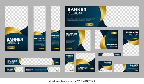 set of creative web banners of standard size with a place for photos. Vertical, horizontal and square template. vector illustration	