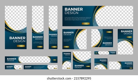 set of creative web banners of standard size with a place for photos. Vertical, horizontal and square template. vector illustration	