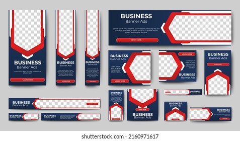 set of creative web banners of standard size with a place for photos. Vertical, horizontal and square template. vector illustration	

