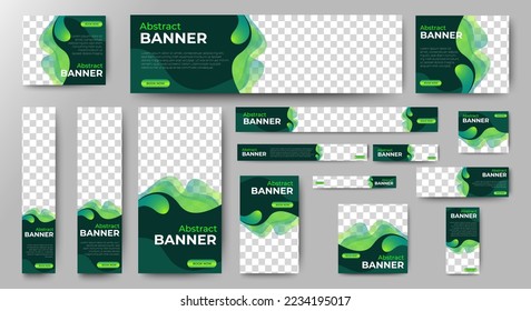 set of creative web banners of standard size with a place for photos. Vertical, horizontal and square template. vector illustration